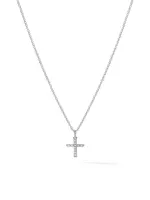 White Gold Cable Collectibles Diamond Cross Pendant Necklace