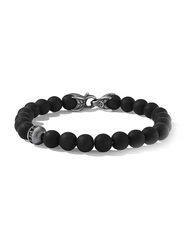 Spiritual Bead Black Diamond, Onyx & Sterling Silver Bracelet