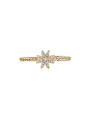 Petite Starburst Station Ring 18K Yellow Gold with Diamonds