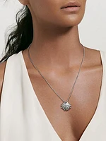 Starburst Pendant Necklace in Sterling Silver with Pavé Diamonds