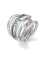 Stax Wide Ring with Hampton Blue Topaz & Diamonds