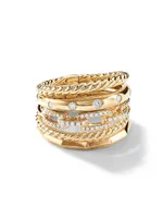 Stax Wide Ring with Diamonds 18K Yellow Gold/15mm