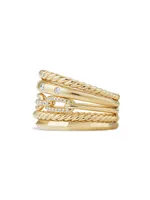 Stax Wide Ring with Diamonds 18K Yellow Gold/15mm