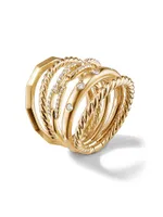 Stax Wide Ring with Diamonds 18K Yellow Gold/15mm