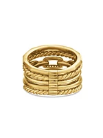 Stax Wide Ring with Diamonds 18K Yellow Gold/15mm