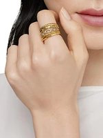 Stax Wide Ring with Diamonds 18K Yellow Gold/15mm