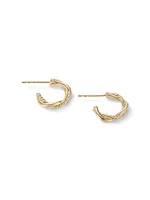 Petite Infinity Huggie Hoop Earrings In 18K Yellow Gold With Diamonds
