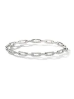 Stax Chain Link Bracelet 18K White Gold with Pavé Diamonds