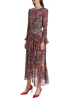 Jolene Asymmetric Floral Midi-Dress