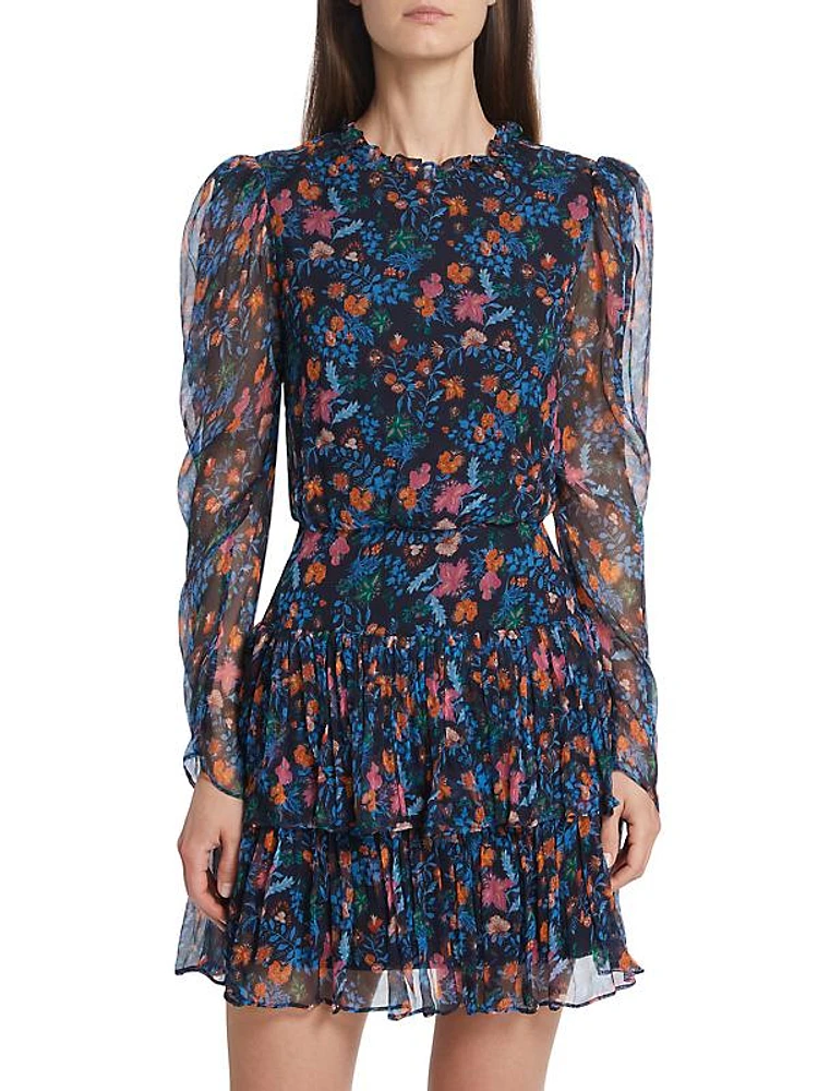 Ava B Floral Silk Minidress