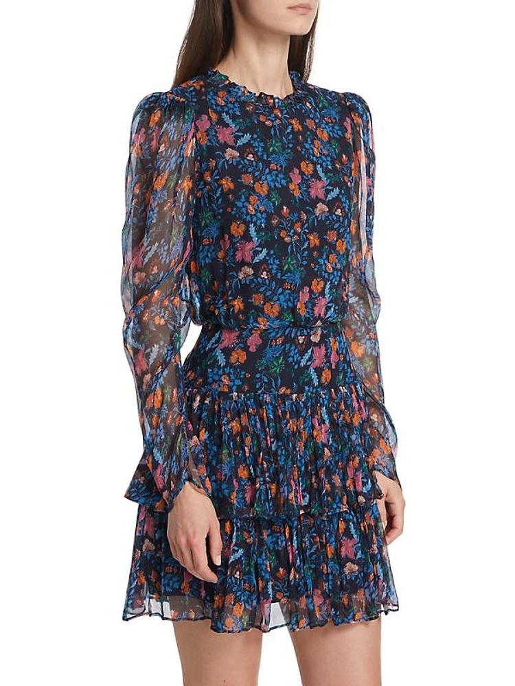 Ava B Floral Silk Minidress