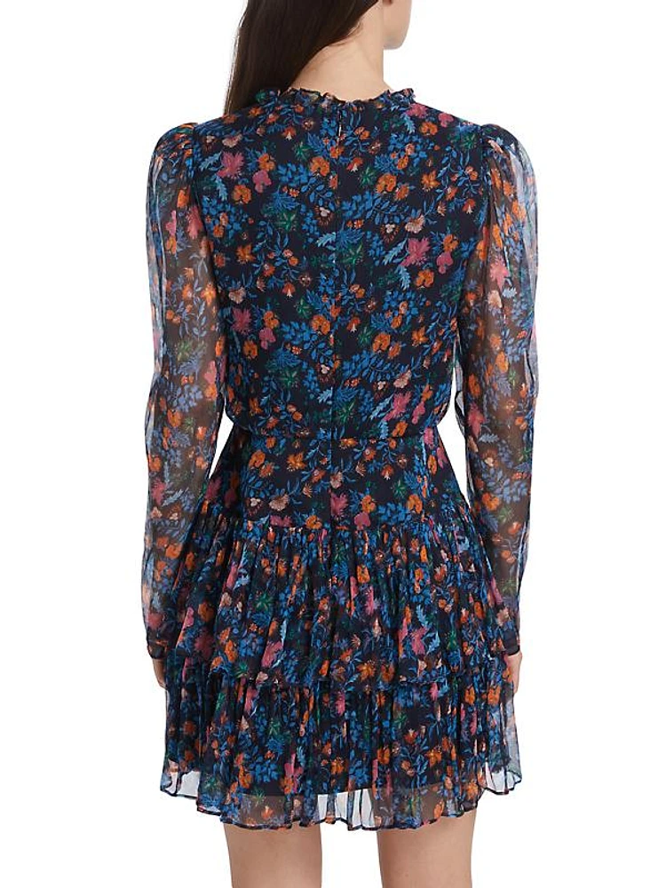 Ava B Floral Silk Minidress