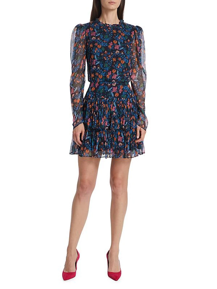 Ava B Floral Silk Minidress