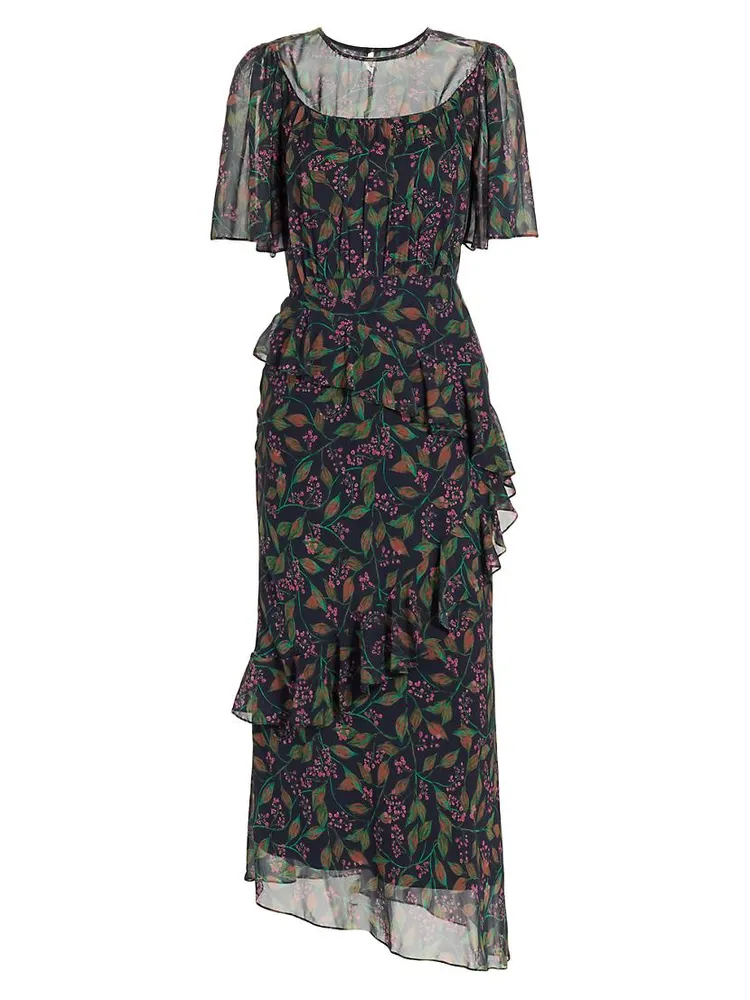 Vida Ruffled Silk Georgette Midi-Dress