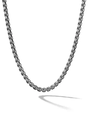 Box Chain Necklace Darkened Stainless Steel, 4mm