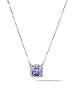 Petite Chatelaine® Pavé Bezel Pendant Necklace in 18K White Gold with Tanzanite and Diamonds