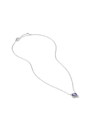 Petite Chatelaine® Pavé Bezel Pendant Necklace in 18K White Gold with Tanzanite and Diamonds