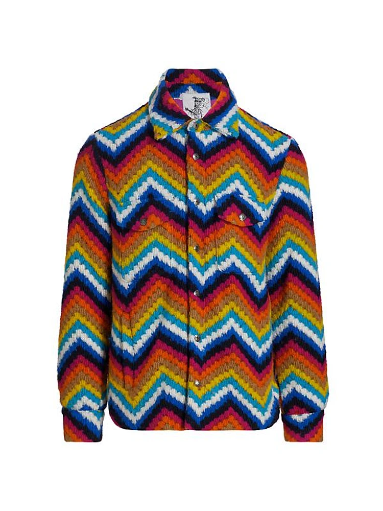 Charlie Chevron Wool Shirt Jacket