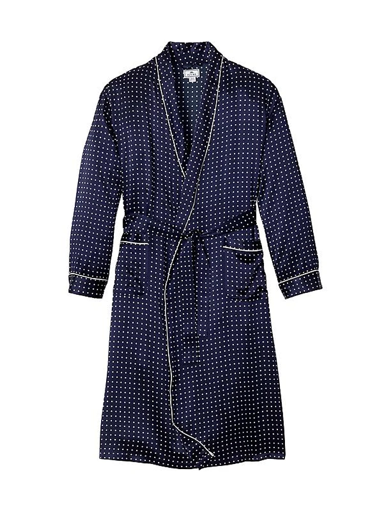 Polka Dot Silk Tie-Waist Robe