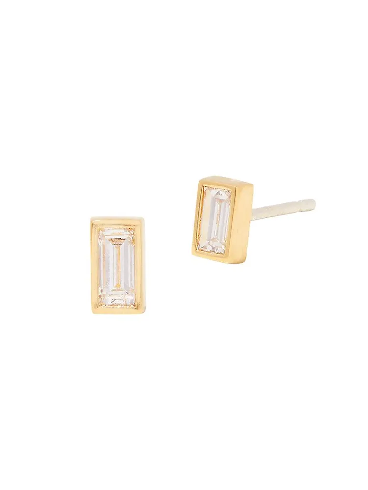 Eli 14K-Yellow-Gold Vermeil & 0.09 TCW Diamond Stud Earrings