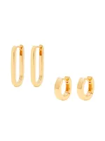 Abigale 14K-Yellow-Gold Vermeil 2-Pair Hoop Earring Set