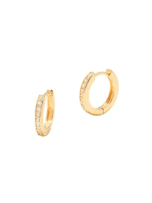 Annabel 14K-Yellow-Gold Vermeil & Cubic Zirconia Huggie Hoop Earrings