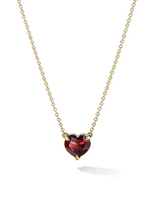 Chatelaine® Heart Pendant Necklace in 18K Yellow Gold with Garnet