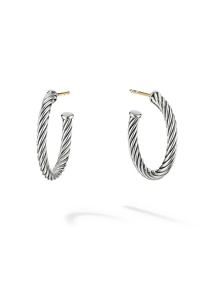 Cable Hoop Earrings in Sterling Silver