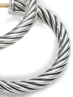 Cable Hoop Earrings in Sterling Silver