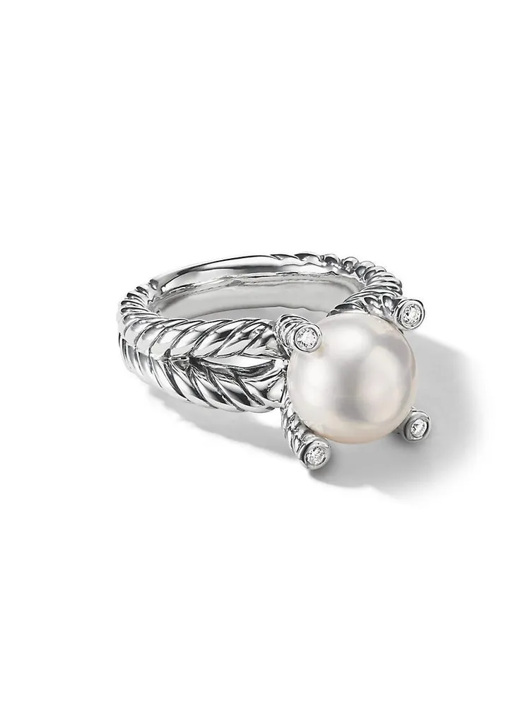 Cable Collectibles® Pearl Ring with Diamonds