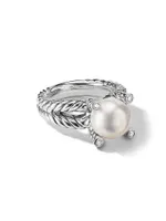 Cable Collectibles® Pearl Ring with Diamonds