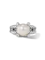 Cable Collectibles® Pearl Ring with Diamonds