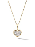 Cable Collectibles® Pavé Plate Heart Necklace in 18K Yellow Gold with Diamonds