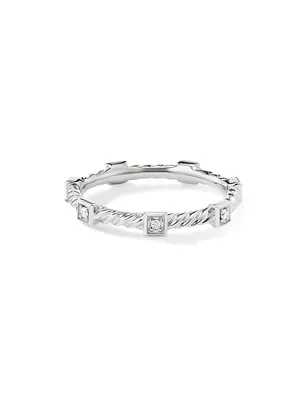 Cable Collectibles 18K White Gold Diamond Stack Band Ring