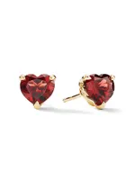 Chatelaine® Heart Stud Earrings in 18K Yellow Gold with Garnet