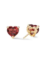 Chatelaine® Heart Stud Earrings in 18K Yellow Gold with Garnet