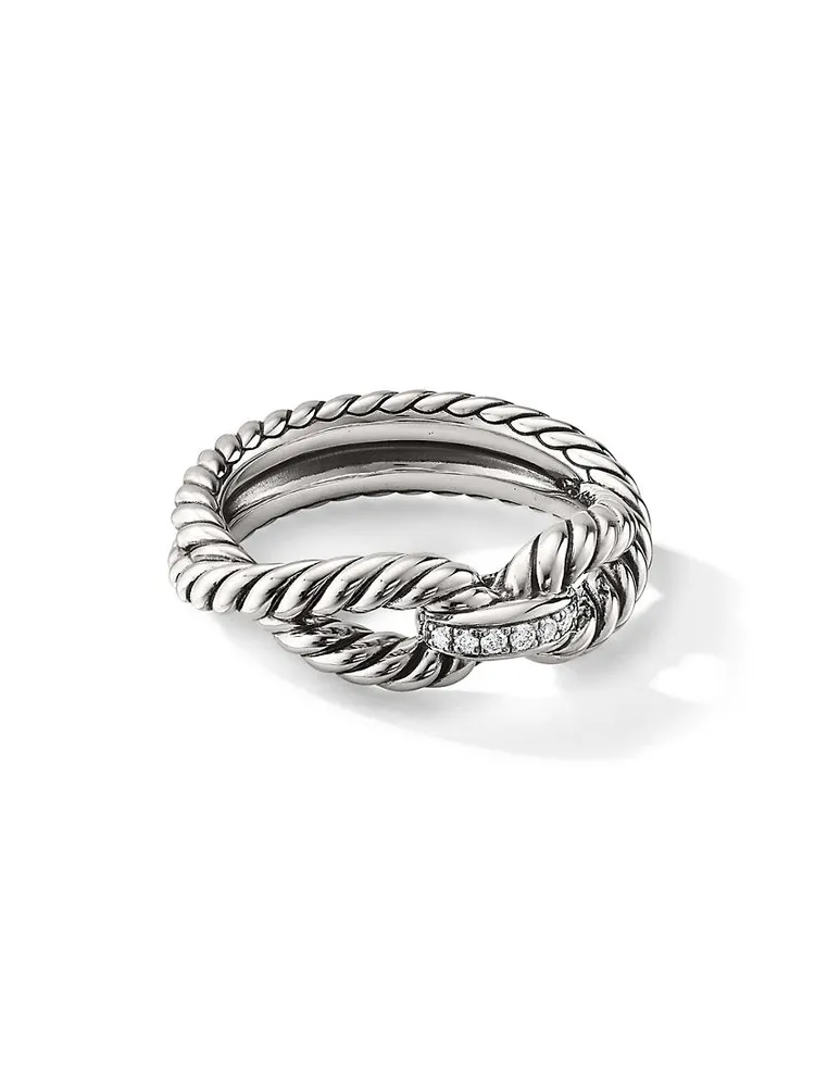 Cable Loop Ring with Diamonds