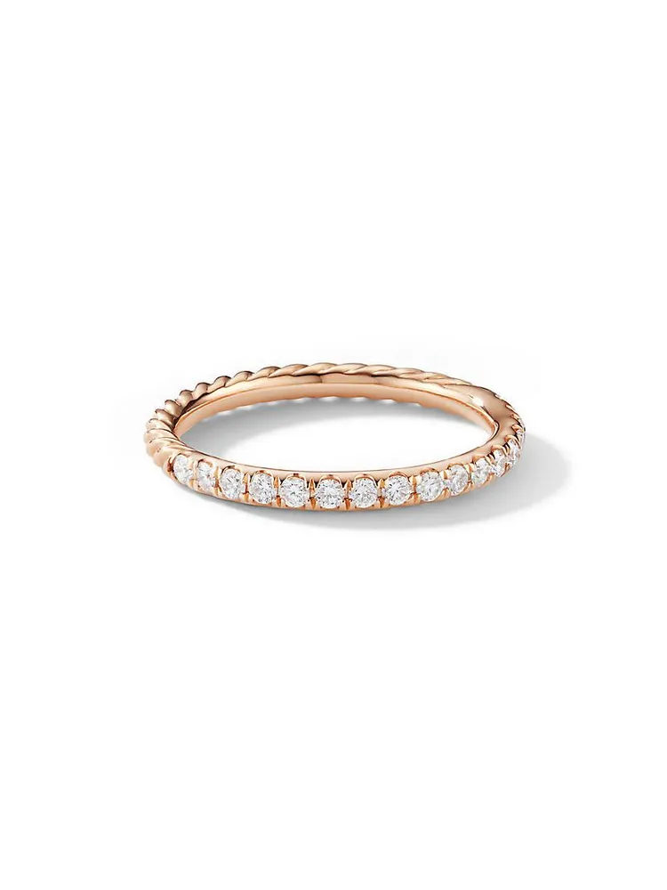 Cable Collectibles® Stack Ring 18K Rose Gold with Pavé Diamonds