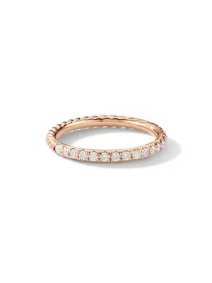 Cable Collectibles® Stack Ring 18K Rose Gold with Pavé Diamonds