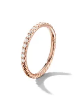 Cable Collectibles® Stack Ring 18K Rose Gold with Pavé Diamonds