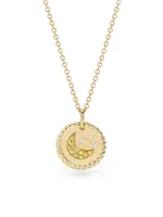 Cable Collectibles Moon And Stars 18K Gold & Diamond Necklace