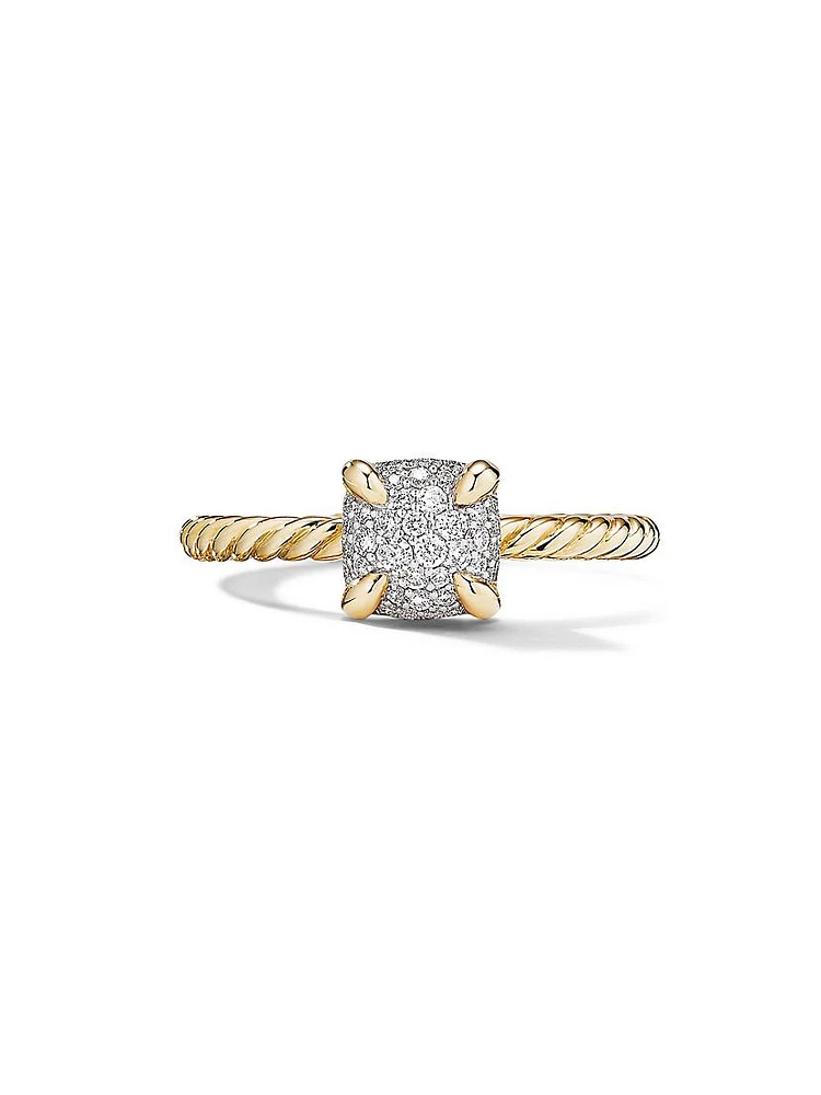 Châtelaine Ring 18K Yellow Gold with Full Pavé Diamonds