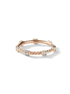 Cable Collectibles® Stack Ring 18K Rose Gold with Diamonds