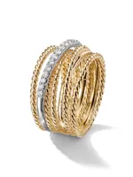 Crossover Ring 18K Yellow Gold with Pavé Diamonds