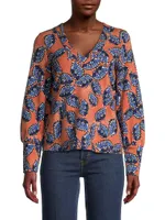 Amber Blues Cotton-Blend V-Neck Top