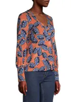 Amber Blues Cotton-Blend V-Neck Top