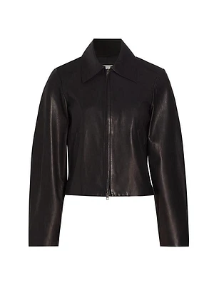 Leather Zip-Front Jacket