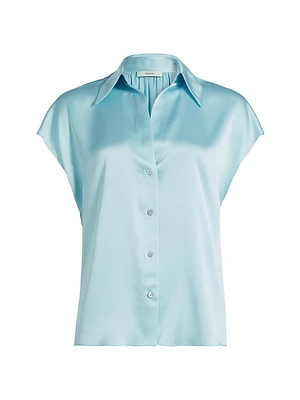 Cap-Sleeve Silk Blouse