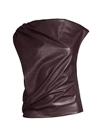 Draped Faux Leather Top