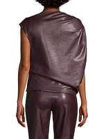 Draped Faux Leather Top